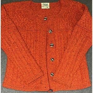 Carraig Donn Cardigan Irish Sweater L Cable Knit Ireland Wool Chunky Fisherman
